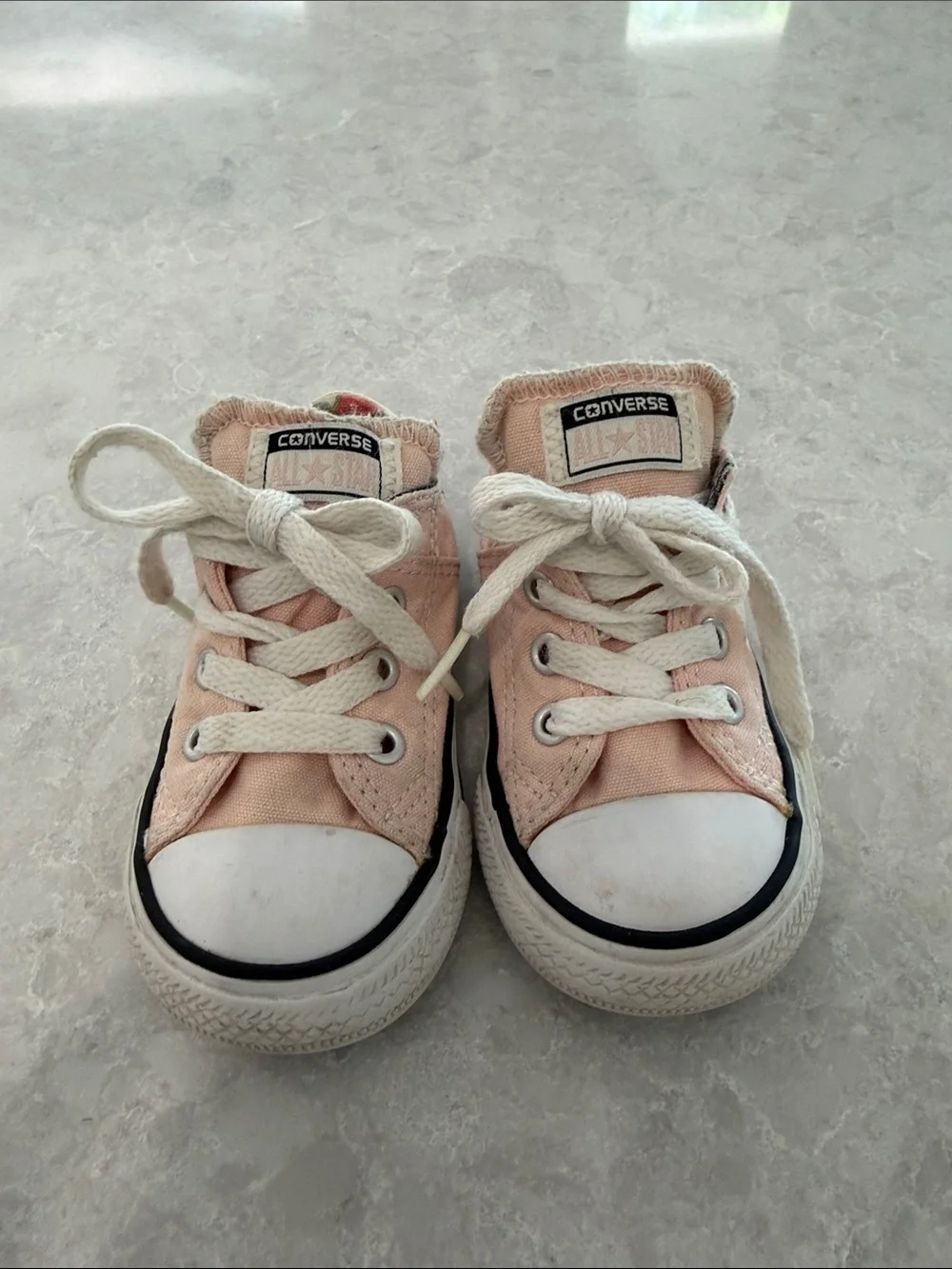 Converse Kids Pink Low-Top Canvas Sneakers with White Toe